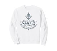 Nantes Bretagne France Ornée Fleur de Lis Bleu Marine Sweatshirt