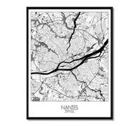 Nantes carte ville city map n&b
