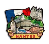 Nantes France Aimant de réfrigérateur 3D en bois Souvenirs de voyage faits à la main pour réfrigérateur Décoration d'intérieur Cadeau