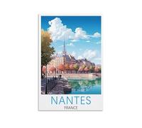 Nantes France - Impression sur toile vintage pour salon, chambre à coucher, dortoir, maison, bureau (30 x 45 cm)
