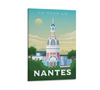 Nantes France La Tour Lu Poster vintage sur toile Décoration murale moderne 40 x 60 cm