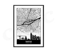 Nantes Nantes et Blanc Nantes Plan du mur Toile Art Nordic Peinture Affiche et imprimé Scandinave Wallimage mural for salon (Color : B, Size : 40x60cm No Frame)