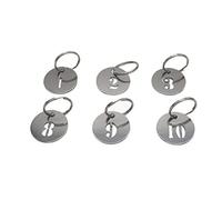 NanTun Étiquettes numérotées de 2,5 cm - Porte-clés en acier inoxydable 304 avec anneaux - Durable et imperméable pour une organisation facile, argent, 1 à 50