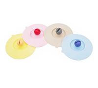 NanTun Lot de 4 couvercles de tasse en silicone réutilisables anti-poussière pour tasse à café, bière et verre à vin - Rose/bleu clair/jaune/gris clair