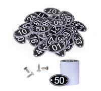 NanTun Lot de 600 numéros de table ovales Étiquettes de casier gravés en ABS noir avec vis - 1 à 600