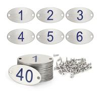 NanTun Numéros de table ovales gravés en acier inoxydable 304 (1 à 50), pubs, restaurants, clubs - 1 à 50