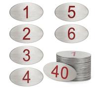 NanTun Tableau ovale gravé en acier inoxydable 304 avec chiffres rouges (1 à 30), pubs, restaurants, clubs - 1 à 30