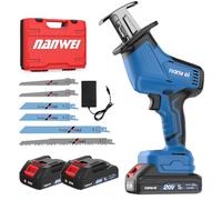 NANWEI Scie sabre sans fil, scie à queue de renard électrique pour branches | Scie sabre compatible avec batterie Makita 18 V, sans balais, queue de renard électrique avec 6 lames de scie