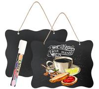 NANXJIUR Lot de 2 mini tableaux noirs avec ficelle - Grands tableaux noirs à suspendre - Tableaux décoratifs en bois pour bars et décorations pour occasions spéciales