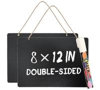 NANXJIUR Lot de 2 petits tableaux noirs à suspendre - Double face - Effaçables - Avec corde suspendue - Pour mariage, anniversaire, fête, événement - Rectangulaires