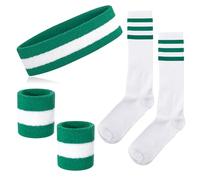 NANXJIUR Lot de 5 Bandeaux de Transpiration Chaussettes à Rayures pour Hommes et Femmes - Bandeaux Sport des années 80 - pour Homme et Femme
