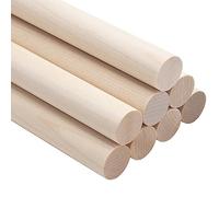NANXJIUR Lot de 8 bâtonnets en bois dur naturels - Barre ronde en bois - 1,9 x 30 cm - Pour bricolage et artisanat