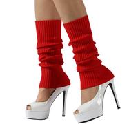 Nanxson Jambières Guêtres pour Femmes d'Hiver Tricoté Chauffe-jambes pour la Danse Ballet Yoga 80s Accessoires (A-Rouge)