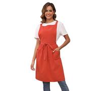 Nanxson Tablier Femme Coton Lin Bavoir Tablier de Cuisine Tablier de Travail uni avec poche