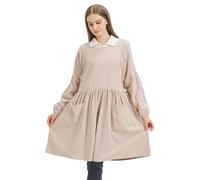 Nanxson Tablier long pour femme en coton et lin Tablier à manches longues | Tablier décontracté à bretelles avec poches, réglable pour la cuisine, le jardin, la peinture et les tâches ménagères
