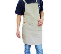 Nanxson Tabliers à bavette réglable à dos croisé Tablier de travail de chef avec poches à outils pour hommes femmes CF3106 (Beige, Taille unique)