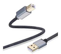 Nanxudyj Câble d'imprimante USB 2.0 de type A mâle vers B mâle 3 m, câble tressé haute vitesse compatible avec HP, Canon, Dell, Lexmark, Xerox, Samsung et plus encore
