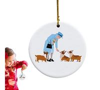 Nanyaciv 2022 Elizabeth Queen II Décoration de Noël souvenir, jolie reine et sapin de Noël, broche avec sa majesté la reine Elizabeth II, ornements à suspendre pour rétroviseur de voiture