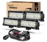 NAOEVO Barre lumineuse LED de 7 pouces, feux de brouillard/conduite/tout-terrain, lumières LED de tracteur avec 4 câbles de harnais de câblage, lumières LED, lumières de travail pour camion, bateau,