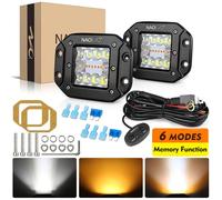 Naoevo Encastré Tout-Terrain Barre Lumineuse Led Pod 5 Pouces 72w 12v 24v Ambre Blanc Antibrouillard Arrière Led Lampe De Travail Pour Auto Camion Jeep Suv-5in With Wiring