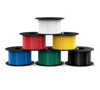 NAOEVO Fil électrique de calibre 24, 182,9 m, 24 AWG, 6 couleurs, 30,5 m par bobine, câble électrique flexible en cuivre étamé en silicone, kit de câblage pour platine d'expérience/automobile