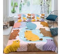 NAOFEKUID Animaux Mignons 3D imprimée Housse de Couette Microfibre Décor de Chambre Ensemble de literie Cartoon Doux Respirant pour la Maison Super King（260x220cm）