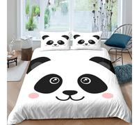 NAOFEKUID Animaux Mignons Housse de Couette Panda Impression 3D Microfibre Décoration Chambre Ensemble de Lit Panda Doux Respirant Idéal Cadeau Maison Super King（260x220cm）