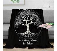 NAOFEKUID Arbre de Vie Mystique Plaid 3D Imprimé Microfibre Couverture Décorative Jeté Canapé pour Adultes Chambre Douce 40x50(100x130cm)