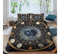 NAOFEKUID Astrologie Housse de Couette 3D Imprimée Microfibre Décoration Chambre Ensemble de Literie Zodiaque Respirant pour Adultes Single（135x200cm）