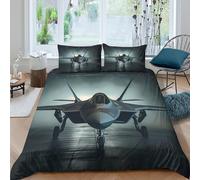 NAOFEKUID Avion Réaliste 3D Imprimé Housse de Couette Microfibre Décor Chambre Ensemble Literie Aviation pour Adolescents Adultes Doux Respirant Super King（260x220cm）