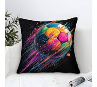 NAOFEKUID Ballon de Football Vibrant Housse Coussins 1 Pièces Taies d'oreiller Carrées Fermeture Éclair Invisible Housse De Coussin pour Salon Chambre Taie Oreiller D'Extérieur Taies d'oreiller