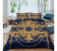 NAOFEKUID Baroque Luxe Housse de Couette 3D Imprimée Microfibre Décoration Chambre Parure de Lit Royale Douce Respirante Adulte King（220x240cm）