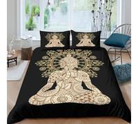 NAOFEKUID Bohème Housse de Couette Imprimée 3D Yoga Méditation Microfibre Décoration Chambre Parure de Lit Mandala pour Adultes Adolescents Doux Respirant Super King（260x220cm）