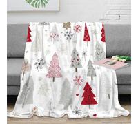 NAOFEKUID Cocooning 3D imprimé Flocon de Neige Sapin de Noël Couverture Microfibre déco Maison Plaid Sapin Doux Chaud canapé Chambre 50x60(127x152cm)