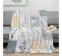 NAOFEKUID Couverture 3D imprimée Animaux Nordiques Microfibre déco Maison Plaid botanique lit canapé Adulte Adolescent 40x50(100x130cm)