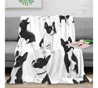 NAOFEKUID Couverture imprimée 3D Bouledogue français Microfibre déco Salon Plaid Motif Chien Doux Chaud pour Adultes Jeunes 60x80(150x200cm)
