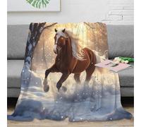 NAOFEKUID Doux Plaid Cheval 3D Imprimé Microfibre Déco Maison Couverture Cheval au Galop pour Adulte Canapé Lit Chaud 60x80(150x200cm)