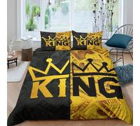 NAOFEKUID Drap Housse Roi Couronne 3D Imprimé Microfibre Doux Déco Chambre Ensemble Literie Royale King Single（140x200cm）