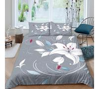 NAOFEKUID Élégant Moderne Housse de Couette Lily Impression 3D Microfibre Décor Chambre Ensemble de Literie Lily pour Adultes Doux Respirant Super King（260x220cm）