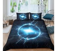 NAOFEKUID Énergie Galaxie Housse de Couette 3D Imprimée Microfibre Décoration Chambre Parure de Lit Cercle Lumineux Doux Respirant Super King（260x220cm）