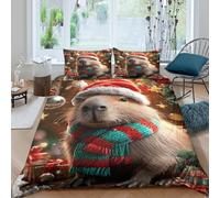 NAOFEKUID Ensemble 3D Imprimé Animal de Noël Housse de Couette Microfibre Décor Chambre Linge de Lit Animaux Mignons pour Adultes Adolescents Doux Respirant Cadeau Maison Super King（260x220cm）