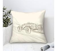 NAOFEKUID Esquisse de Voiture Vintage Housse Coussins 1 Pièces Taies d'oreiller Carrées Fermeture Éclair Invisible Housse De Coussin pour Salon Chambre Taie Oreiller D'Extérieur Taies D'oreill
