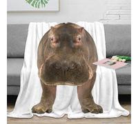 NAOFEKUID Hippopotame Mignon Couverture Imprimée 3D Microfibre Déco Maison Plaid Hippo Doux Chaud pour Canapé Chambre 40x50(100x130cm)