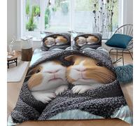 NAOFEKUID Housse de Couette 3D Imprimée Animaux Mignons Microfibre Décoration Chambre Parure de Lit Cochon d’Inde Doux Respirant pour Adultes Adolescents Super King（260x220cm）