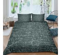 NAOFEKUID Housse de Couette 3D Imprimée Formule Mathématique Microfibre Décor Chambre Quatre Saisons Parure de Lit Motif Math Doux Respirant pour Maison Single（135x200cm）