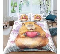 NAOFEKUID Housse de Couette 3D Imprimée Hamster Mignon Animal Microfibre Décoration Chambre Ensemble de Linge de Lit Doux Respirant pour Adultes Adolescents Super King（260x220cm）