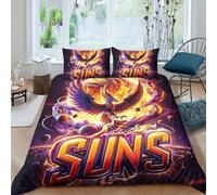 NAOFEKUID Housse de Couette 3D Imprimée Phénix Flamme Microfibre Décoration Chambre Parure de Lit Plume Ardente Doux Respirant pour Adulte Jeune King（220x240cm）