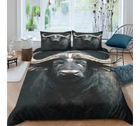 NAOFEKUID Housse de Couette Animal 3D Imprimé Microfibre Décor de Chambre Buffalo Ensemble de Literie Doux Respirant pour Adulte Double（200x200cm）