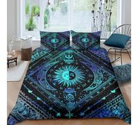 NAOFEKUID Housse de Couette Astrologie Mystique 3D Imprimée Microfibre Décoration Chambre Parure de Lit Ciel Étoilé Doux Respirant Super King（260x220cm）