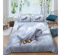 NAOFEKUID Housse de Couette Avion de Chasse 3D Imprimée Ensemble de Linge de Lit Microfibre Doux Respirant Décoration Chambre pour Adulte King（220x240cm）